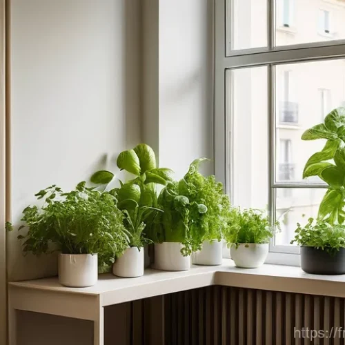 수경재배 화분 추천 - **Prompt:** A cozy and brightly lit corner of a modern Parisian apartment, showcasing a thriving, mu...