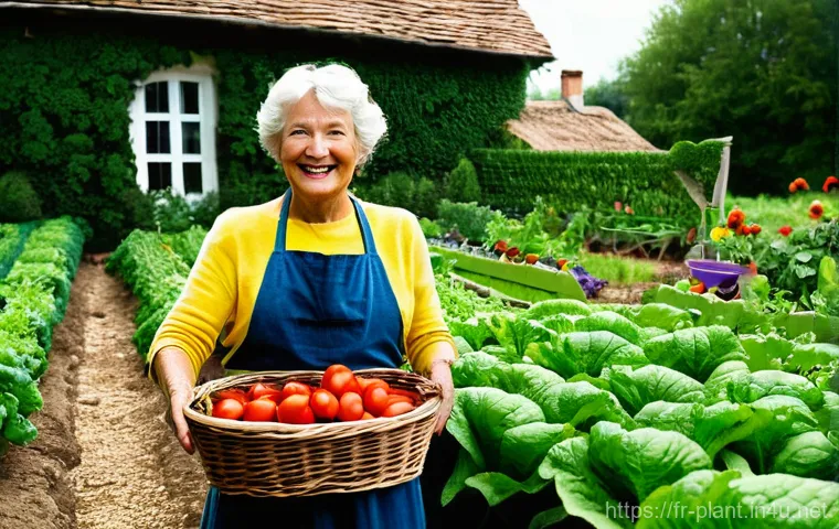 천연 식물 비료 만들기 - **"A close-up, dynamic shot capturing the essence of home composting in a French garden. A pair of g...