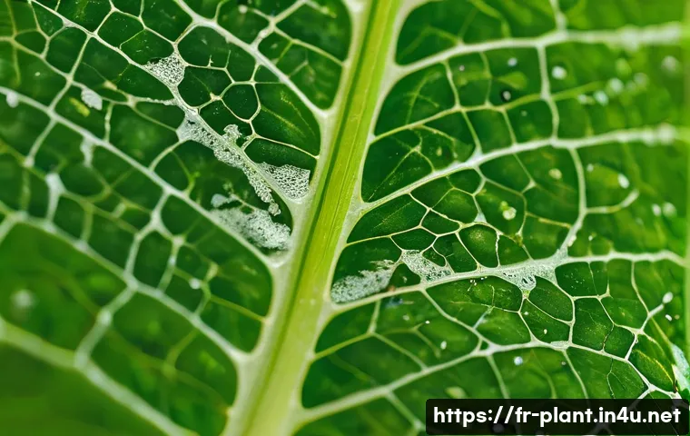 반려식물 병해충 해결법 - A close-up, highly detailed image of an indoor houseplant leaf showing early signs of infestation: s...
